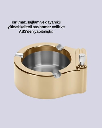 Mey İthalat® Çakmaklı Küllük Paslanmaz Metal Dayanıklı Tasarım Yeni Nesil