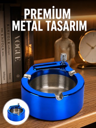 Mey İthalat® Dekoratif Çakmaklı Küllük Kolay Temizlenebilir Metal Yeni Nesil