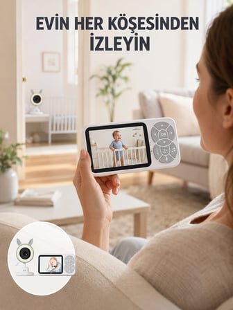 Mey İthalat Çoklu Kamera Destekli Bebek İzleme Sistemi RGB Gece Lambalı Yeni Nesil