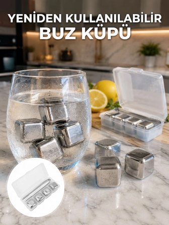 Mey İthalat Hızlı Soğutma Özellikli Paslanmaz Metal Buz Küpü Takımı Yeni Nesil