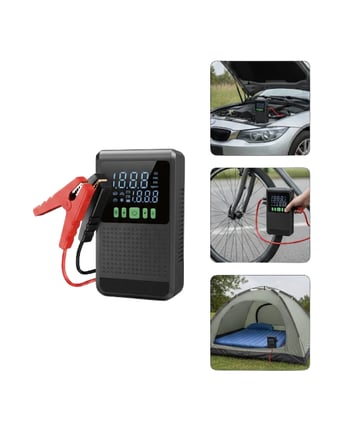 Mey İthalat® Şarjlı Araç Akü Takviyeli Hava Pompası Powerbank Özellikli