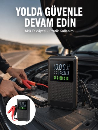 Mey İthalat® Şarjlı Araç Akü Takviyeli Hava Pompası Powerbank Özellikli Yeni Nesil