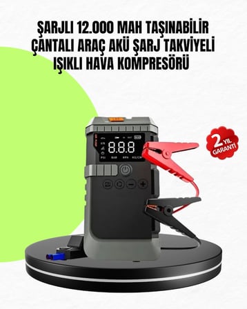 Mey İthalat® 4’ü 1 Arada Powerbank Özellikli Araç Akü Şarj Takviye Cihazı