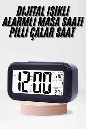 Mey İthalat® Dijital Işıklı Alarmlı Çalışma Masası Ekran Pilli Çalar Saat