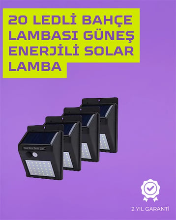 Mey İthalat® Güneş Enerjili Akıllı Duvar Lambası | PIR Sensörlü, Otomatik Aydınlatma, Dış Mekan İçin