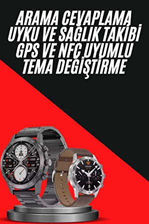 CEYLAN ADAM Erkeklere Özel Akıllı Saat Çelik Kordon Bluetooth Bağlantılı İOS ve Android Uyumlu