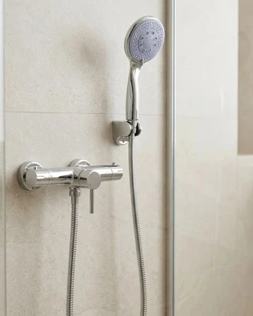 Mey İthalat® Mavi 4 Fonksiyonlu El Duşu Başlığı Seti Spiral Hortum ve Duş Askısı