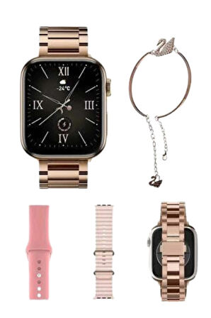 CEYLAN ADAM Yeni Nesil Kadın Akıllı Saat Rose Gold Android ve İos Uyumlu