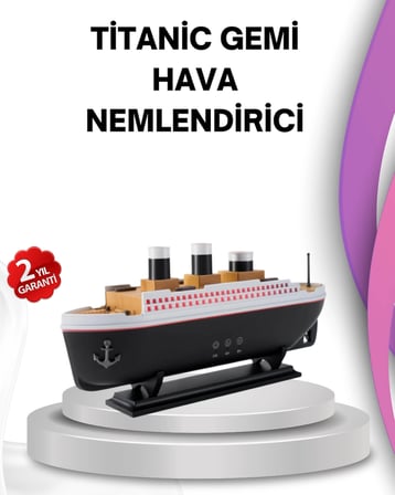 Ultra Sessiz Titanik Gemi LED Işıklı Aroma Difüzörü Oda Nemlendirici