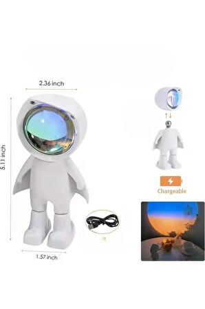 CEYLAN ADAM Gün Batımı Lambası Işık Arka Plan Projektör Sevimli Astronot Enerji Tasarruflu