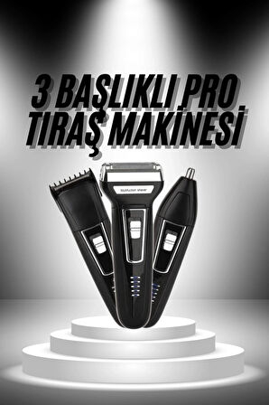 CEYLAN ADAM 3'lü Set Saç Sakal Kesme Traş Makinesi Burun Kılı Alma Tıraş Makinesi