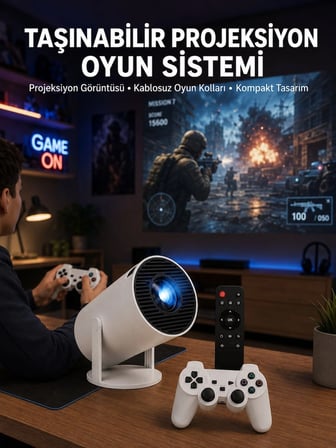 Mey İthalat Oyun Konsolu Uyumlu Kablosuz Projeksiyon Cihazı Ev Sinema Deneyimi Yeni Nesil