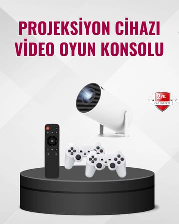 Mey İthalat® Kablosuz Mini Projeksiyon Cihazı Oyun ve Film İçin Taşınabilir Ev Sineması