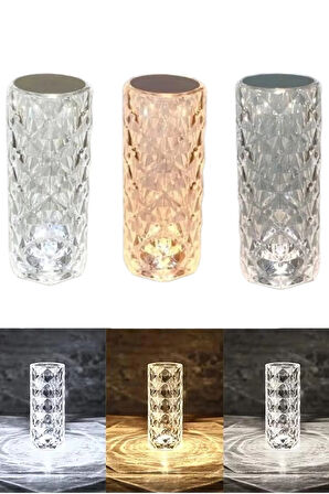 CEYLAN ADAM Masa ve Gece Lambası Şık ve Dayanıklı Sensörlü Şarjlı Kristal Lamba