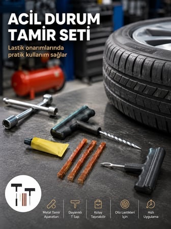 Mey İthalat® Acil Durumların Kurtarıcısı Çok Amaçlı Lastik Tamir Seti