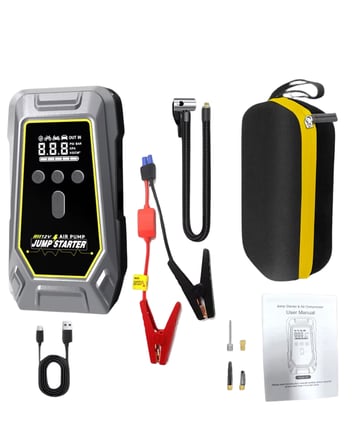 Mey İthalat® Araçlar İçin Akü Takviye ve Dijital Hava Kompresörü 16000 mAh