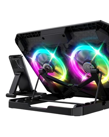 RGB Işıklı Laptop Soğutucu Stand Çift Fanlı Sessiz Çalışan Ayarlanabilir