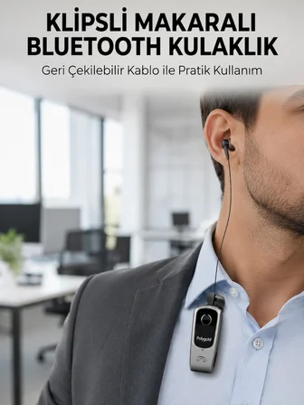 Mey İthalat Klipsli Tasarımlı Bluetooth Kulaklık Uzun Pil Ömrü