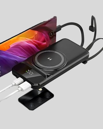 Mey İthalat 15W Kablosuz Hızlı Şarjlı 10000 mAh Powerbank – Taşınabilir, LED Göstergeli