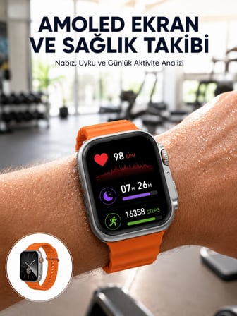 Mey İthalat Akıllı Saat Unısex Zarif Görünümlü Titanyum Kasa Amoled Ekran Müzik Dinleme Yeni Nesil