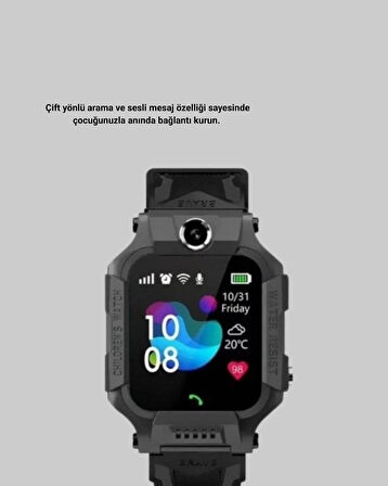 CEYLAN ADAM S10 Akıllı Çocuk Saati Siyah Tasarım Adımsayar ve Alarm Fonksiyonu