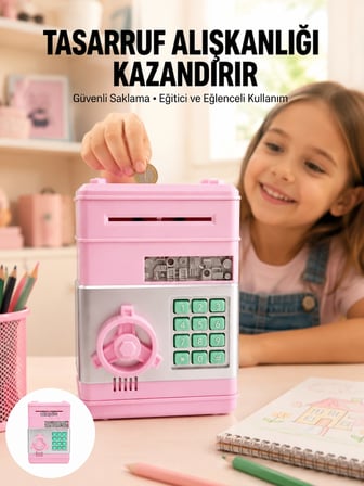Mey İthalat® Büyük Hazneli Şifreli Para Tasarruf Kumbarası