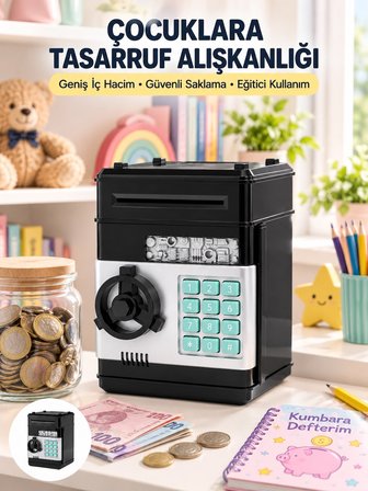 Mey İthalat® Otomatik Para Çeken Şifreli ATM Tasarımlı Kumbara