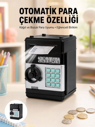 Mey İthalat® Para Kasası Görünümlü Elektronik Şifreli Kumbara