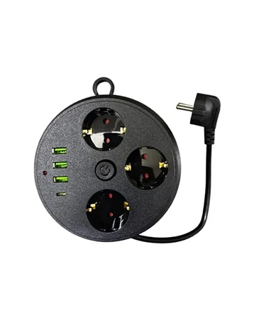 Mey İthalat® Güvenli Çoklu Priz 3 Priz 3 USB 1 Type C Termal Koruma Uzun Kablo