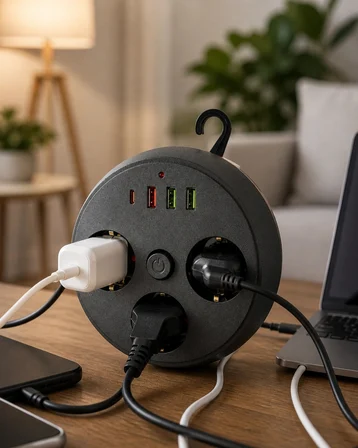 Mey İthalat® Ev Ofis İçin Çoklu Priz 3 Priz 3 USB Type C Güvenli Enerji Yönetimi