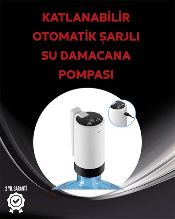 Otomatik Şarjlı Damacana Pompası Ev Ofis Kamp Kullanım