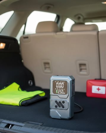 Mey İthalat® 12.000 mAh Akü Takviye Destekli LED Işıklı Araç Kompresörü