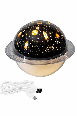 CEYLAN ADAM Aromaterapi Hava Nemlendirici Gece Lambası Uzay Model Satürn Oda Kokusu