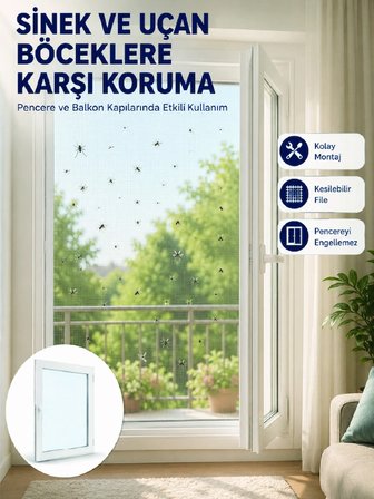 Mey İthalat Pencere ve Balkon İçin Tek Kanatlı Kolay Takılan Sineklik