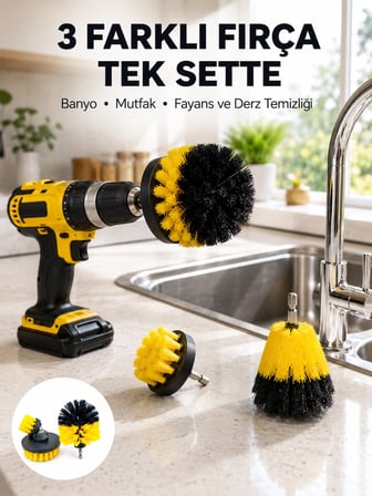 Mey İthalat® Banyo, Mutfak, Jant ve Fayans Temizliği İçin Uygun Matkap Başlığı