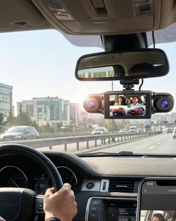 Mey İthalat® 1080P Araç Kamerası Mobil Uygulama Bağlantılı G Sensörlü Güvenlik Sistemi