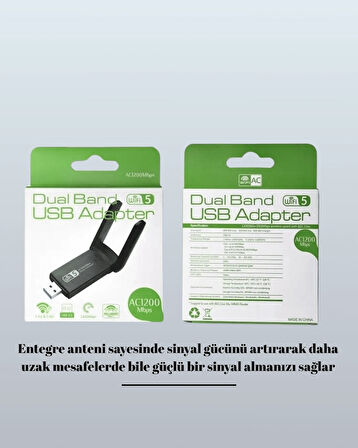 CEYLAN ADAM Tak-Çalıştır Özellikli Çift Bant WiFi Adaptör – 1200 Mbps