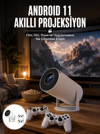 Mey İthalat® 4K Wireless Çift Kollu Kumandalı Oyun Projeksiyonu Retro Video Oyunu Yeni Nesil