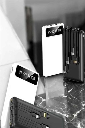 Mey İthalat 20.000 Mah Led Işıklı LCD Ekran USB Girişli Type-C Lightning Powerbank Yeni Nesil