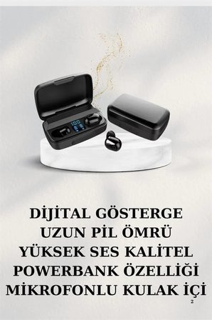 Mey İthalat® Dijital Göstergeli Bluetooth Kulaklık Kablosuz TWS Stereo Bluetooth 5.0
