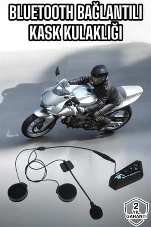 Mey İthalat® Kask Kulaklığı Motosiklet Intercom Interkom Dinleme Konuşma Özellikli Su Geçirmez