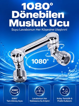 Mey İthalat® Döndürülebilir Musluk Mutfak Banyo Musluk Ucu Başlığı 4 Filtreli