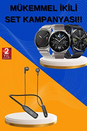 CEYLAN ADAM Alarm ve Titreşim Özellikli Akıllı Saat ve Mikrofonlu Kablolu Bluetooth Kulaklık 60 Saat