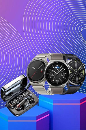 CEYLAN ADAM Kulak İçi Kablosuz Bluetooth Kulaklık ve NFC ve GPS Özellikli Akıllı Saat Alarm ve Titreşim