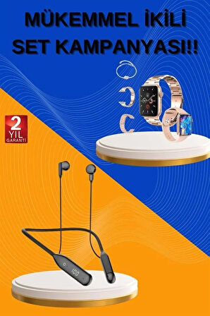 CEYLAN ADAM Kablolu Bluetooth Kulaklık ve Kadınlara Özel Bileklik Hediyeli Yeni Nesil Akıllı Saat 3 Kordonlu