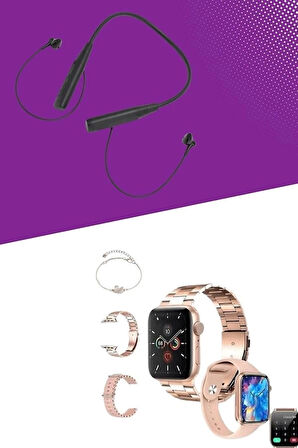 CEYLAN ADAM Kablolu Bluetooth Kulaklık ve Kadınlara Özel Bileklik Hediyeli Yeni Nesil Akıllı Saat 3 Kordonlu