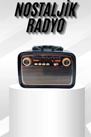 Mey İthalat® Müzik Kutusu Bluetooth Bağlantılı El Fenerli Nostaljik Tasarım Radyo