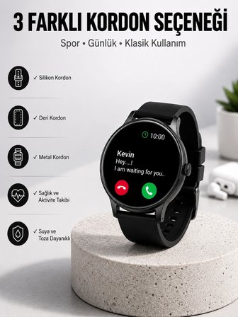 Mey İthalat® Akıllı Saat Sesli Görüşme Bluetooth Bağlantılı 3 Kordonlu Yeni Nesil