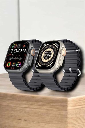 Mey İthalat® 45 MM Gri Kasa Ultra Akıllı Saat Sesli Görüşme, Sağlık Takibi, Suya Dayanıklı
