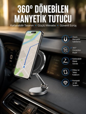 Mey İthalat Yeni Nesil Araç İçi Mıknatıslı Telefon Tutacağı Tüm Telefonlara Uyumlu